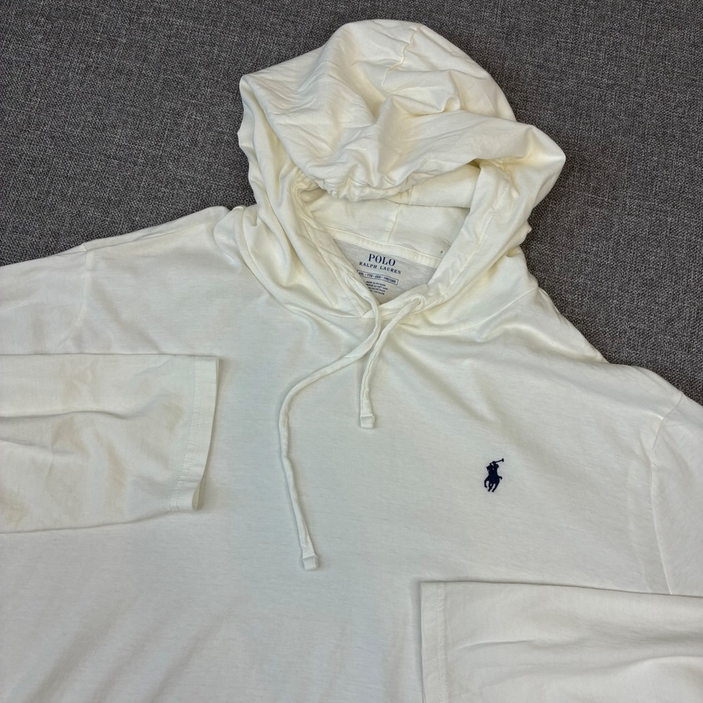 Polo Ralph Lauren Hooded T-Shirt Mens XXL White Long Sleeve Pony Logo Tee